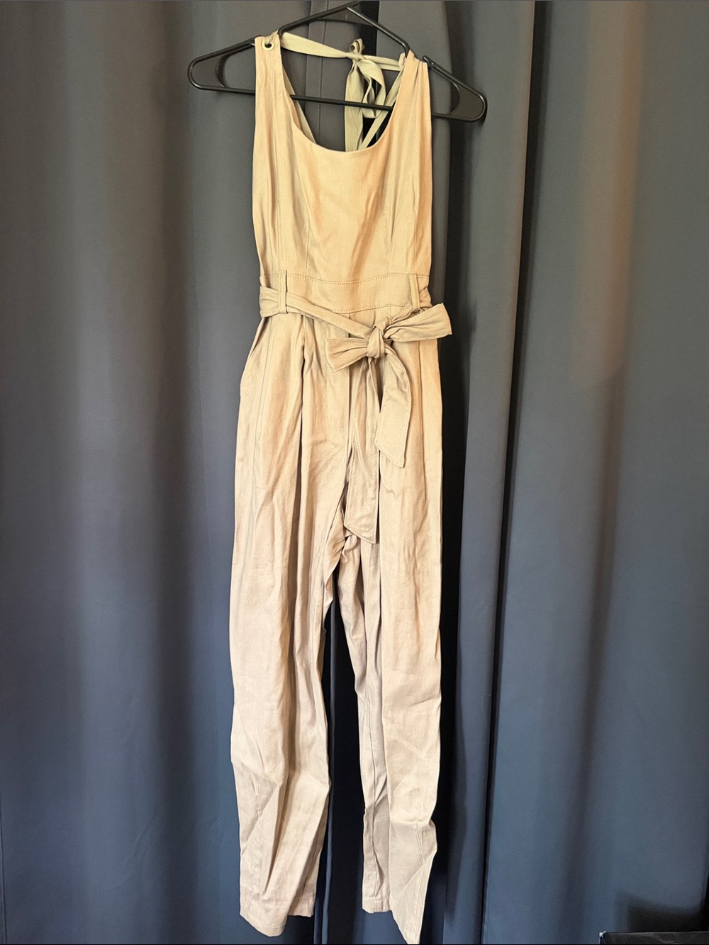 Bailey 44 Sleeveless Tie-Waist Tan Jumpsuit